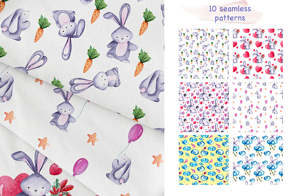 Lovely bunnies-watercolor collection in Illustrations - product preview 6