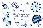 Set of russian gzhel pattern element