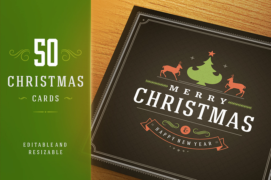 50 Christmas greeting cards + bonus in Postcard Templates - product preview 8