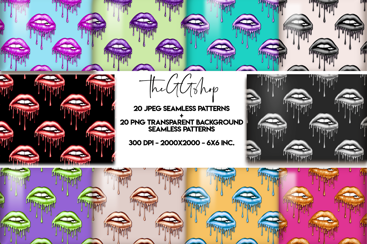 Dripping lips seamless patterns in Patterns - product preview 8