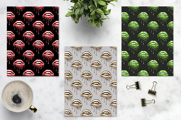 Dripping lips seamless patterns in Patterns - product preview 2