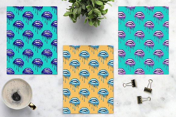 Dripping lips seamless patterns in Patterns - product preview 5