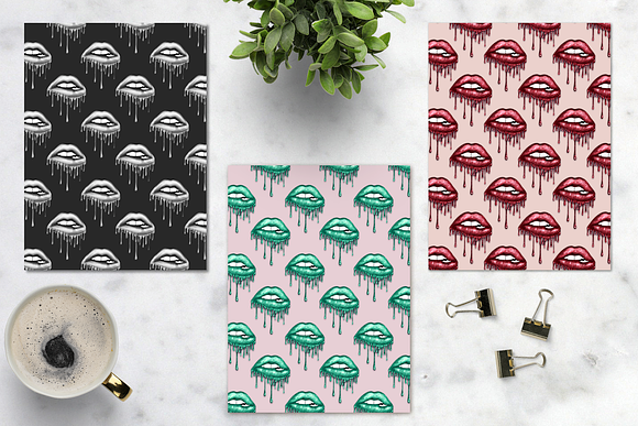 Dripping lips seamless patterns in Patterns - product preview 6