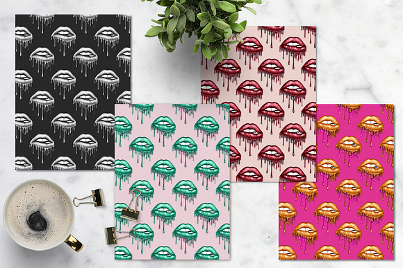 Dripping lips seamless patterns in Patterns - product preview 7