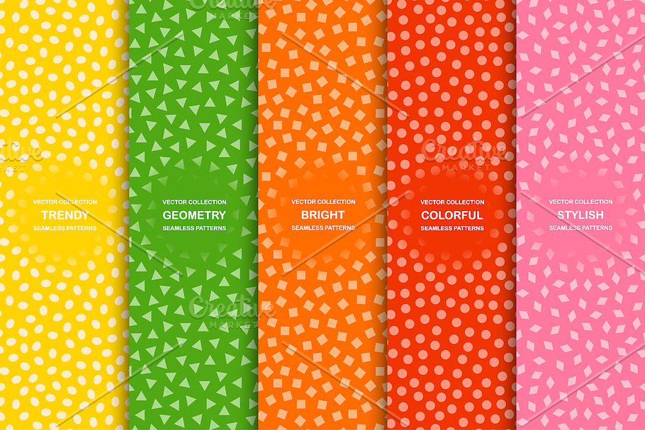 Bright seamless colorful patterns