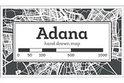 Adana Turkey City Map in Retro Style