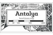 Antalya Turkey City Map in Retro