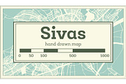 Sivas Turkey City Map in Retro Style