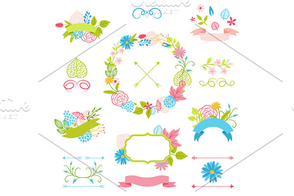 Set of decorative ribbons with