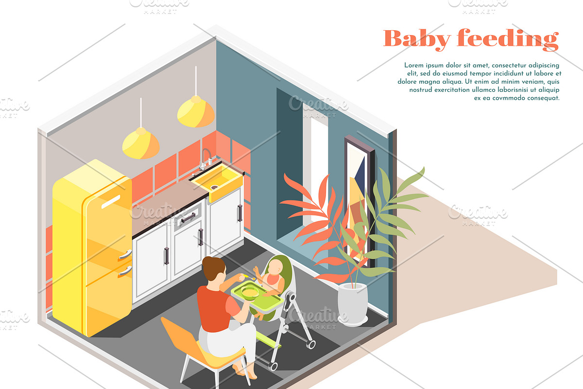 Infant care isometric composition in Illustrations - product preview 8