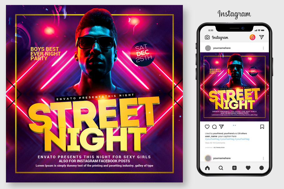 Street Night Party Flyer Template