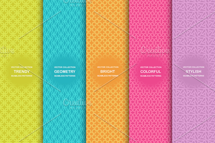 Bright colorful seamless patterns