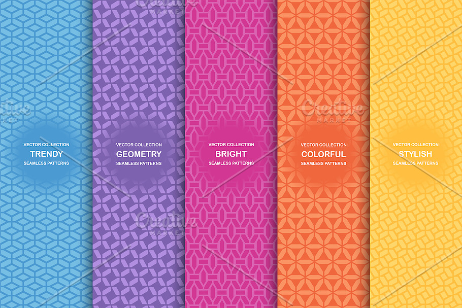 Vibrant colorful seamless patterns
