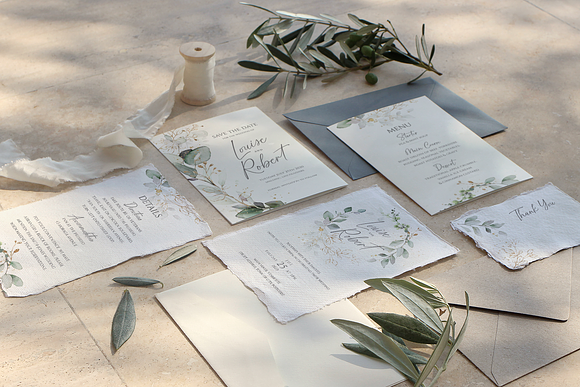 Watercolour & gold wedding suite in Wedding Templates - product preview 2