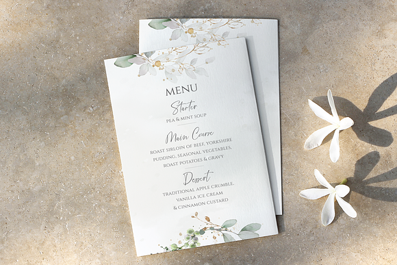 Watercolour & gold wedding suite in Wedding Templates - product preview 3