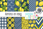 Lemon Patterns on Navy Blue