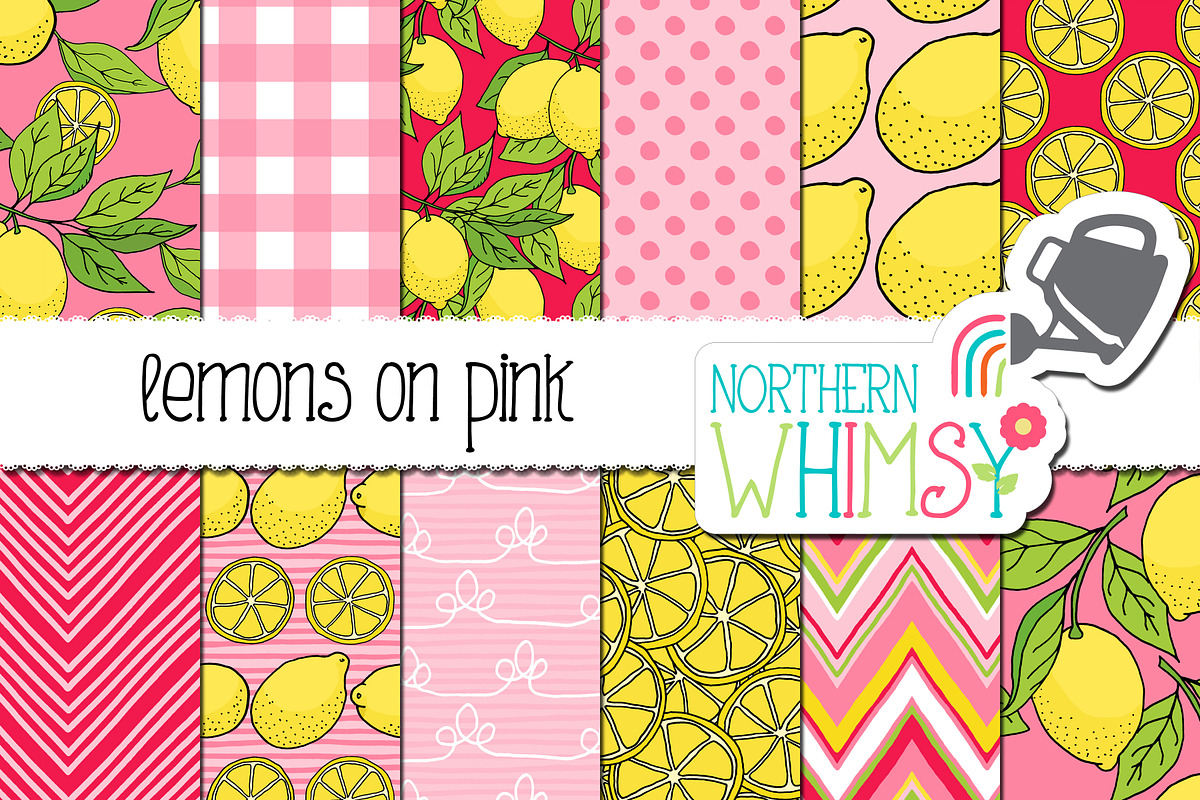 Lemon Patterns on Pink in Patterns - product preview 8