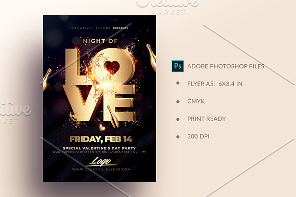 Night Of Love Flyer Template in Flyer Templates - product preview 1