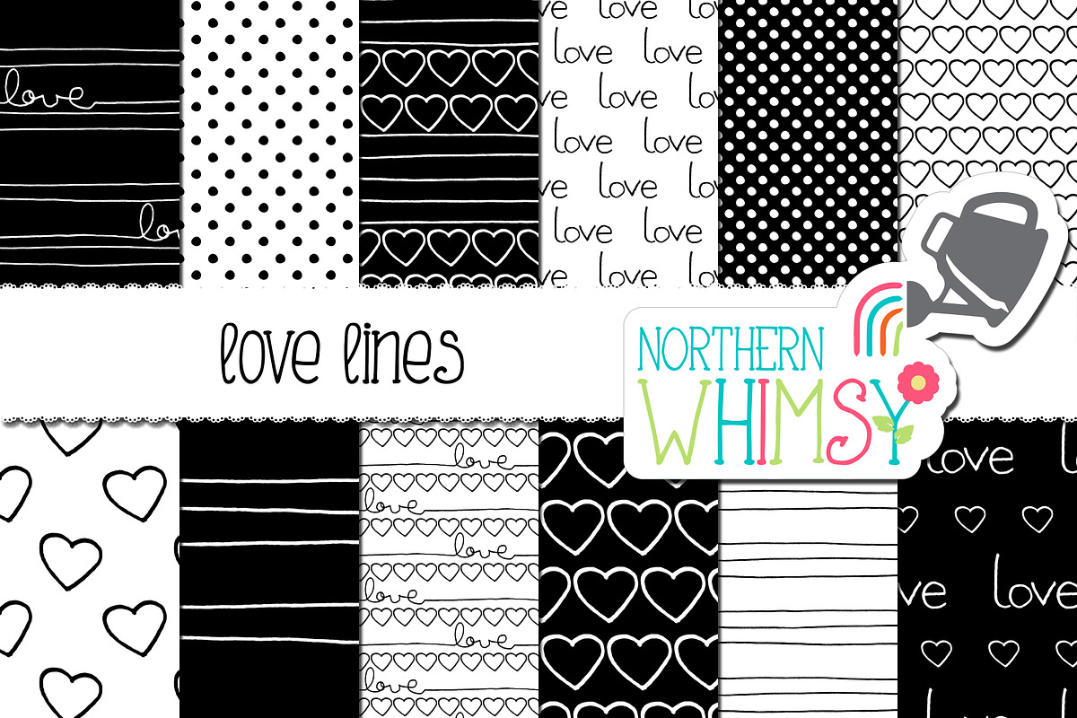 Black and White Valentine's Patterns in Patterns - product preview 8