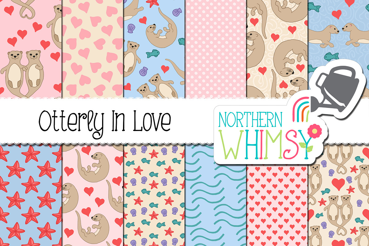 Valentine's Otter Seamless Patterns in Patterns - product preview 8