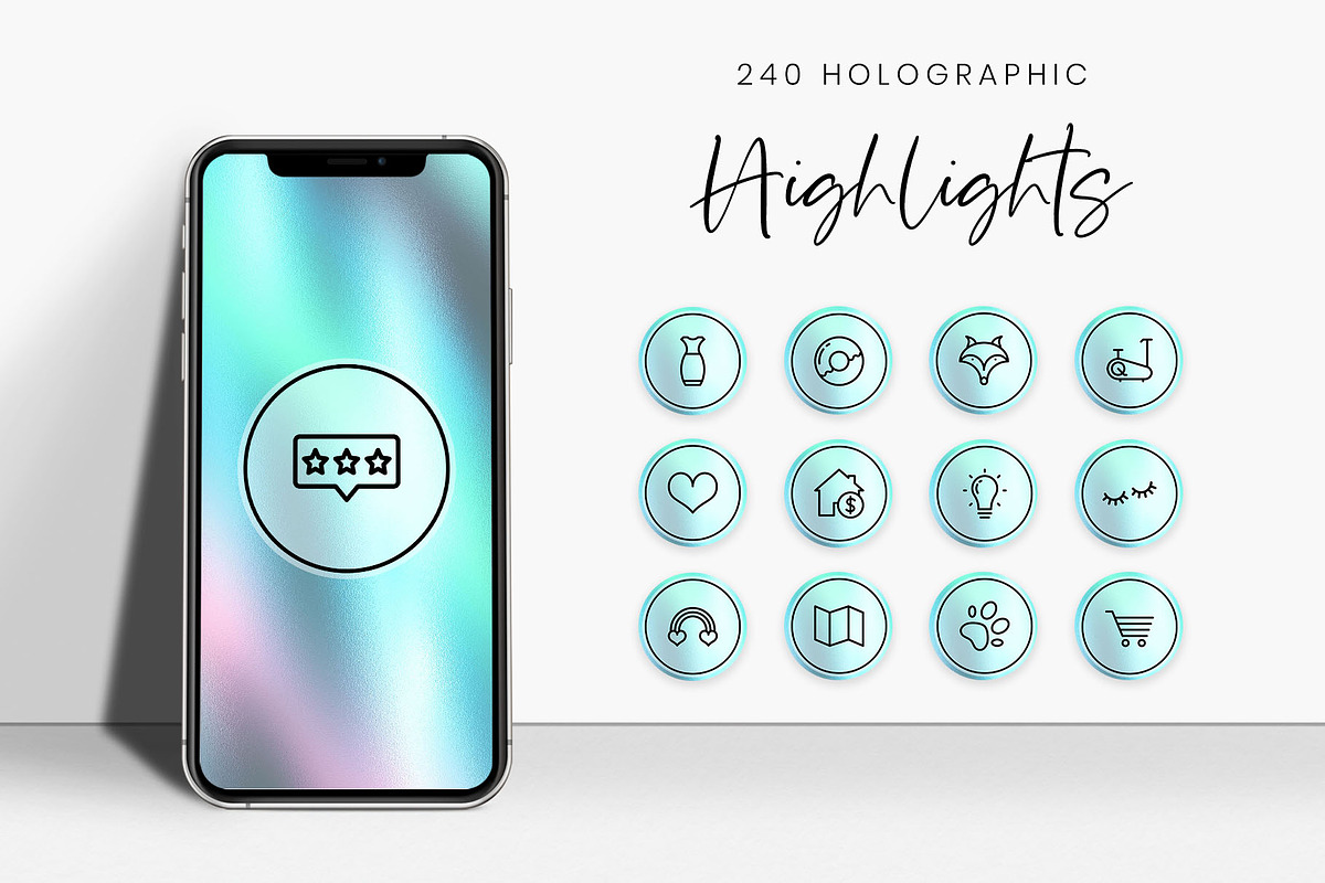 240 Holographic Instagram Highlights in Instagram Templates - product preview 8