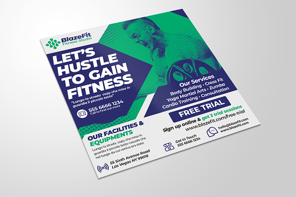 Fitness Training Center Flyer in Flyer Templates - product preview 1