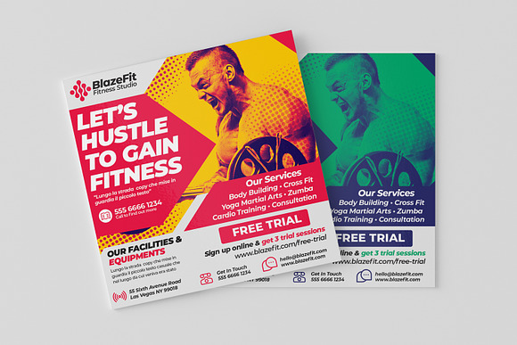 Fitness Training Center Flyer in Flyer Templates - product preview 2