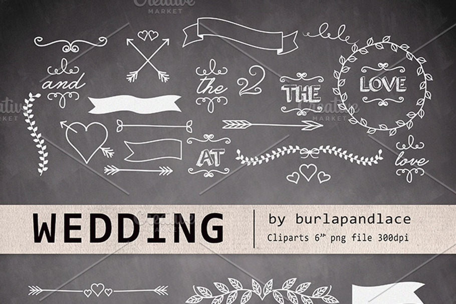 Chalkboard wedding cliparts