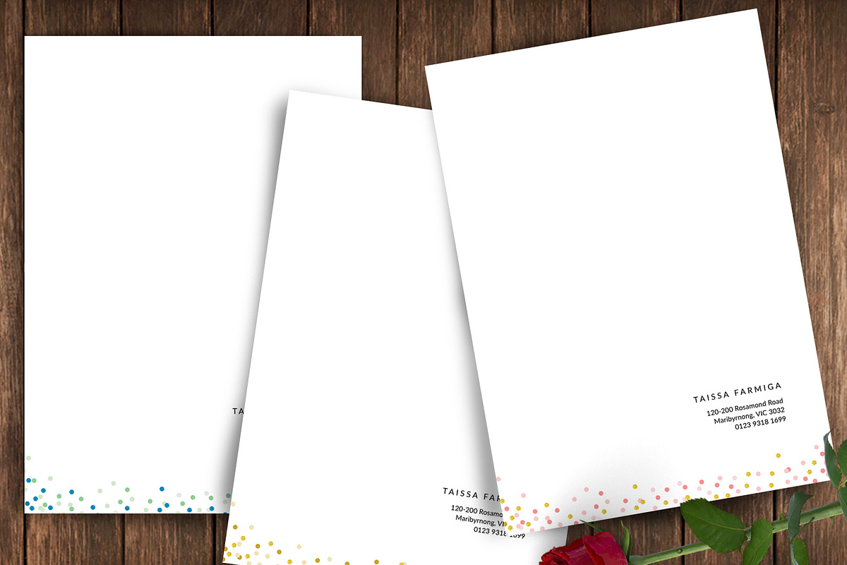 polka dot glitter letterhead in Stationery Templates - product preview 8
