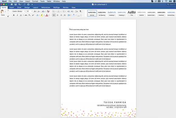 polka dot glitter letterhead in Stationery Templates - product preview 2