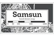 Samsun Turkey City Map in Retro