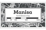 Manisa Turkey City Map in Retro