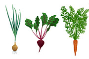 Set with images of vegetables