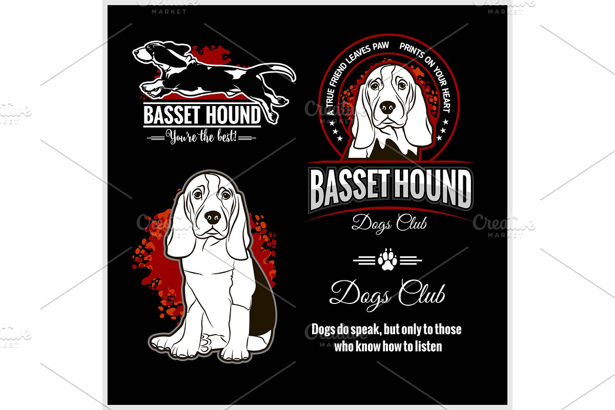 Basset Hound - vector set for t in Illustrations - product preview 8