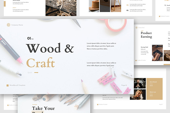 Wood & Craft Powerpoint Template in PowerPoint Templates - product preview 1