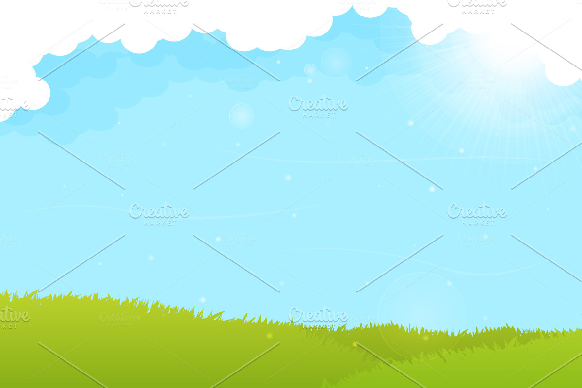 Spring landscape with sunny sky in Illustrations - product preview 8