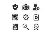 Approve black glyph icons on white
