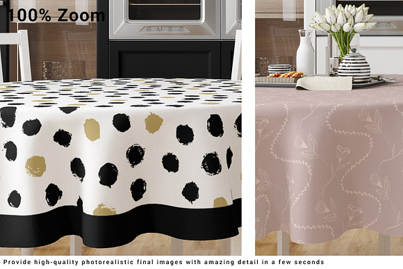 Round Tablecloth in Kitchen in Product Mockups - product preview 3