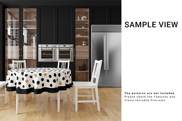 Round Tablecloth in Kitchen in Product Mockups - product preview 6