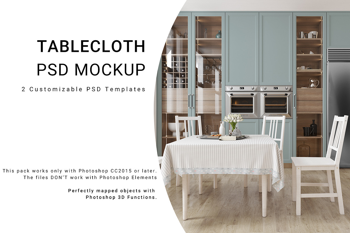 Square Tablecloth in Kitchen Mockup in Product Mockups - product preview 8