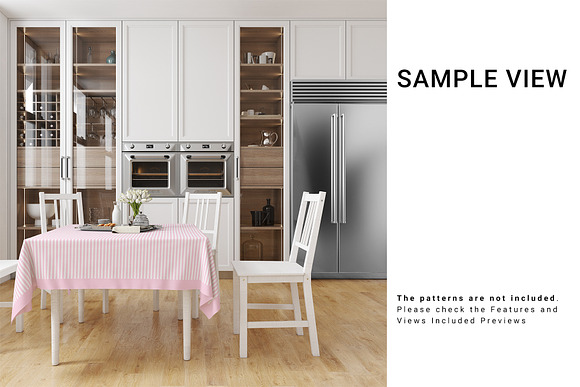 Square Tablecloth in Kitchen Mockup in Product Mockups - product preview 3