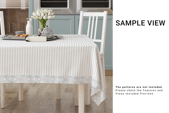 Square Tablecloth in Kitchen Mockup in Product Mockups - product preview 5