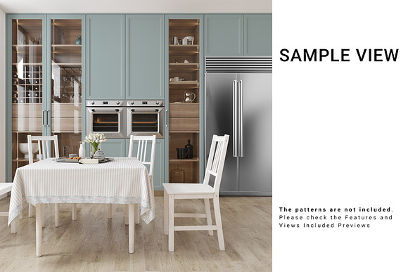 Square Tablecloth in Kitchen Mockup in Product Mockups - product preview 6