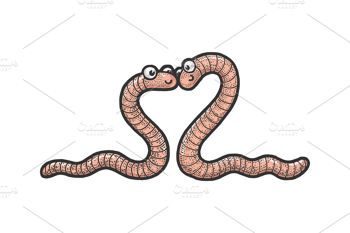 Worm love couple hug sketch vector in Illustrations - product preview 8