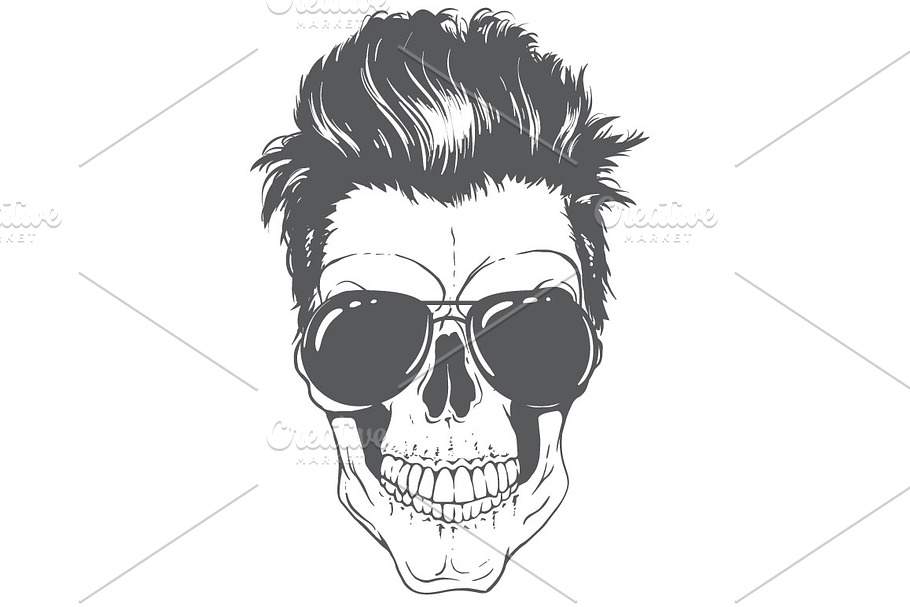 skull with modern hairstyle in Illustrations - product preview 8