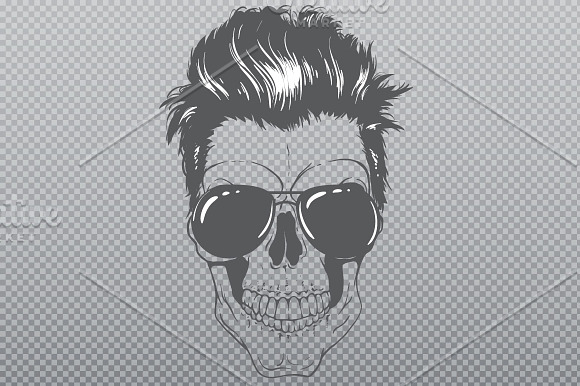 skull with modern hairstyle in Illustrations - product preview 1