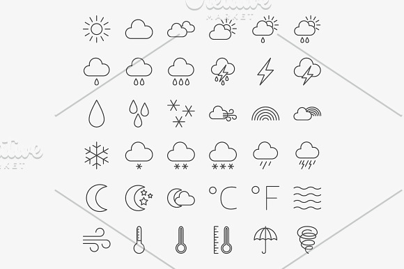 Weather Line Art Icons in Weather Icons - product preview 1