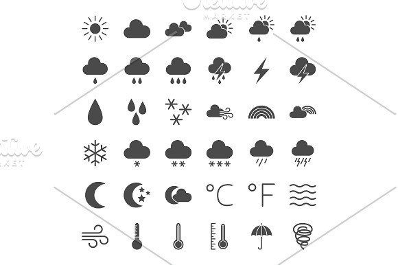 Weather Line Art Icons in Weather Icons - product preview 2