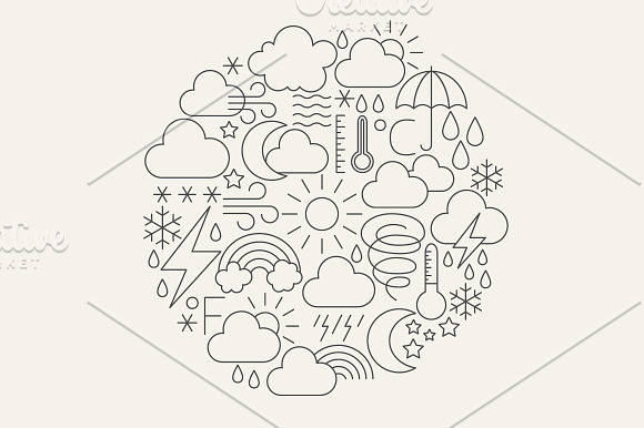 Weather Line Art Icons in Weather Icons - product preview 4
