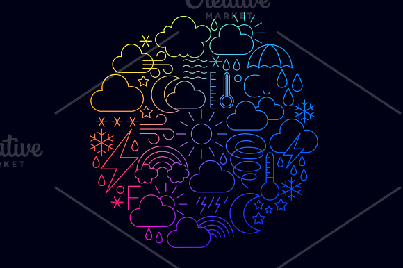 Weather Line Art Icons in Weather Icons - product preview 5